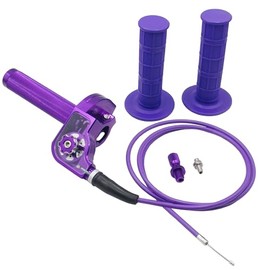 Motorcycle Throttle Assembly,7/8" Quick Twist Throttle Grips with Throttle Cable Aluminum Alloy Universal for CRF KLX SSR TTR 110 125 150 200 250cc Dirt Pit Bike ATV Mini Bike (Type A-Purple)
