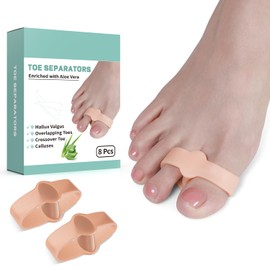 Sosede 8 Pcs Gel Toe Spacers for Hammer Toe, Bunion Corrector for Women Men Toe Separators, Big Toe Straightener Yoga Toes Spacer Spreaders,Bunion Pads to Wear with Shoes (Beige)