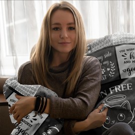 YHIKOUY Cat Memorial Gifts for Loss of Cat, Loss of Cats Sympathy Gift Blanket 60"x50", Pet Memorial Gifts for Cats, Cat's Bereavement Gift