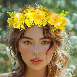 Edary LED Flower Crown Headband Luminous Carnival Headband Festival Party Headpiece for Bride Women