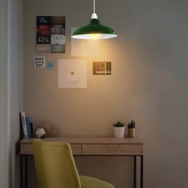 LEDSone Industrial Pendant Ceiling Light Shade, Retro Kitchen Pendant Ceiling Lights Vintage Metal Loft Bar Hanging Chandelier Lighting Rustic Pendant Lamp Shade (Curved-Green)