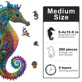 Trendy Zone 21 Wooden Jigsaw Puzzles for Kids, Teens, Adults Seahorse Unique Shaped Puzzle Wooden Jigsaw 200 Piece