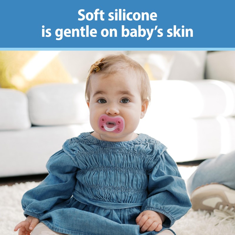 Dr. Brown's Advantage One-Piece Silicone Baby Pacifier, Fully Symmetrical Soother,