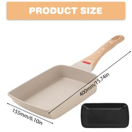 Tamagoyaki Pan: Non-Stick Omlette Pan, Japanese Omelette Pan with Insulated Wooden Handle, Rectangular Japanese Pan for All Types of Cookers, Scrambled Egg Pan Non-Stick for Fried, Breakfast