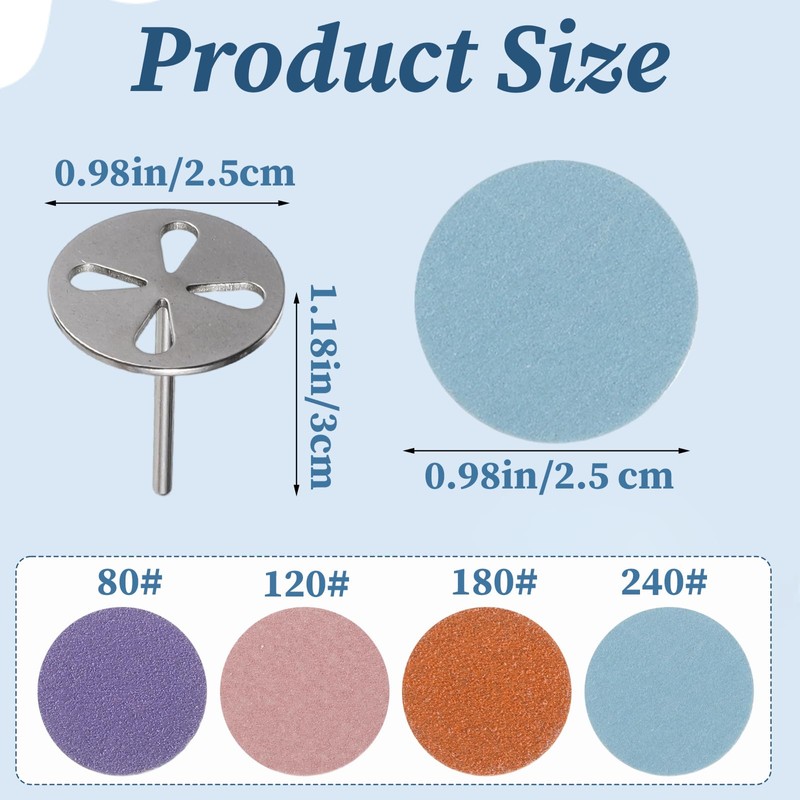80 Pcs Sanding Paper Discs with Metal Nail Drill Bit