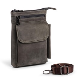 hengwin Shoulder Handbag for Men, Small Crossbody Cell Phone Bag, Genuine Leather Waist Belt Holder, Travel Clutch Card Wallet with Shoulder Strap