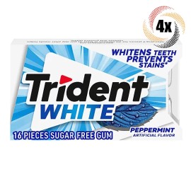 Trident 4x Packs Trident White Peppermint Flavor Chewing Gum | 16 Pieces Per Pack