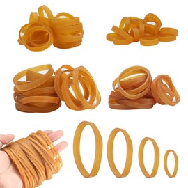 Pack of 100 Rubber Rings, Wide Yellow, Rubber Rings, 2.5/4/6/7 cm, Durable and Tear-Resistant Rubber, Reusable Household Rubber, Rubber Rings, Various Sizes, Wide Rubber Bands, for Household, Rubbish