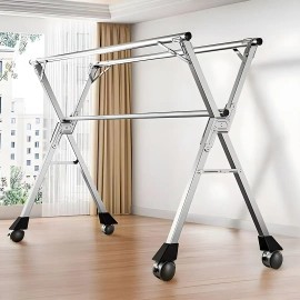 Portable 2.4m Standing Clothes Drying Rack with Wheels Foldable Space-Saving Indoor Outdoor Use Dura Material Laundry HangerProduct Type: Rack