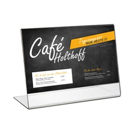 HMF 46935 Acrylic Menu Holder inclined | DIN A4 Landscape Format | Transparent