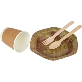 PrakRtyA: Natural Disposable Home Compostable & Biodegradable Bowls, Cups,Spoon,Forks | Party, Festival, wedding, Disposable supply | (7 Inch-100pcs set)