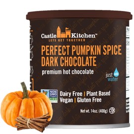 Castle Kitchen Pumpkin Spice Hot Chocolate (14 oz)-Dairy Free, Vegan Hot Cocoa Mix made With Decadent Dark Chocolate and Natural Flavors-Just Add Water-Unique Fall Flavor With No Artificial Sweeteners