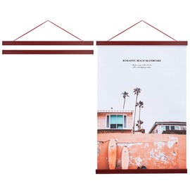 Artmag Magnetic Poster Hanger Frame, Light Wood Wooden Magnet Canvas Artwork Print Poster Hangers for 15x36 15x30 15x21 Frames Hanging Kit (Mahogany, 15")