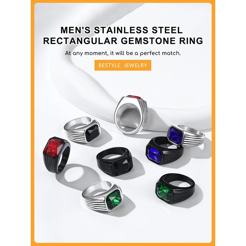 Bestyle Chunky Band Ring for Men, Stainless Steel Ring with