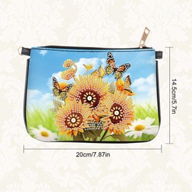 antor - Bolso cruzado con cadena de pintura de diamantes, diseño de girasol y mariposa, hecho a mano, de piel sintética, con diamantes de imitación, elegante kit de pintura de diamantes para mujer