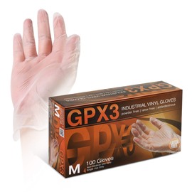 PM PERFORMOTOR 100 Pieces - Clear Vinyl Hand Gloves - Latex & Powder Free Non-Sterile - Size M