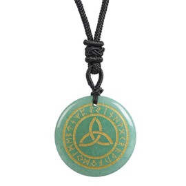 Lovionus89 Natural Rune Stones Engraved Elder Alphabet Healing Crystal Stone Pendant Necklace for Men and Women, Crystal, No Gemstone