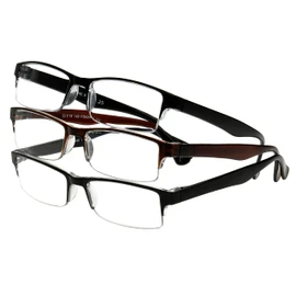 Foster Grant Men's Pete 3-Pack Rectangle Reading Glasses