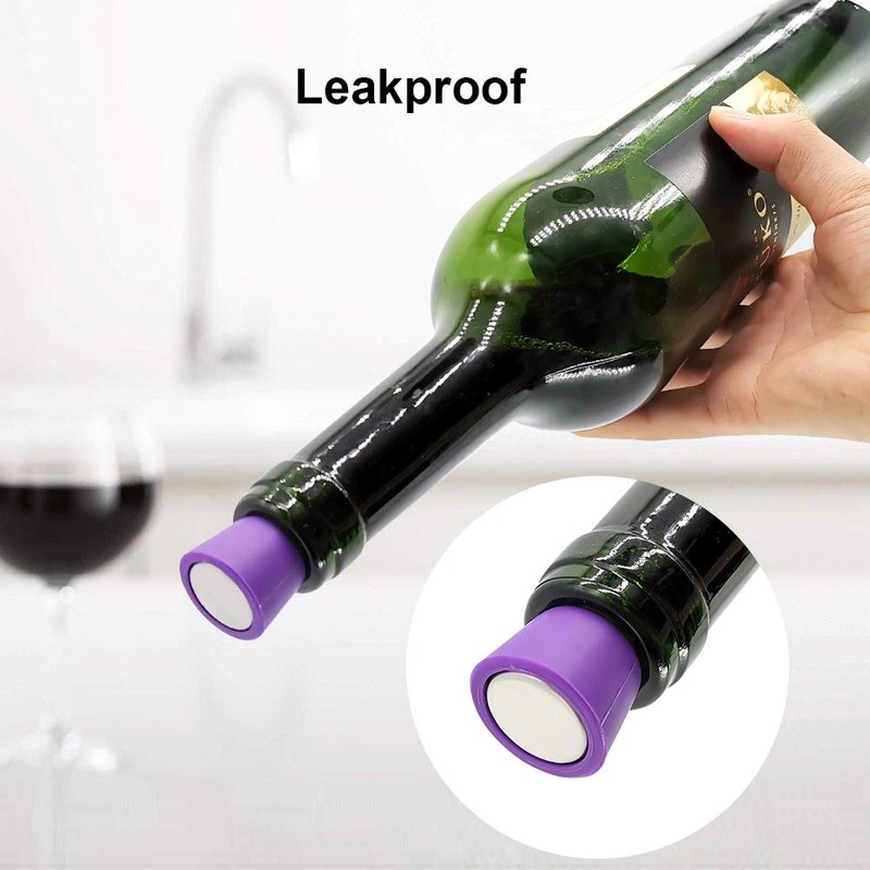6PCS Wine Stoppers, AK1980 Silicone Reusable Sparkling Wine Bottle Stopper