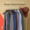 Brown Wooden Hangers 60 Pack – Heavy-Duty with 360° Swivel
