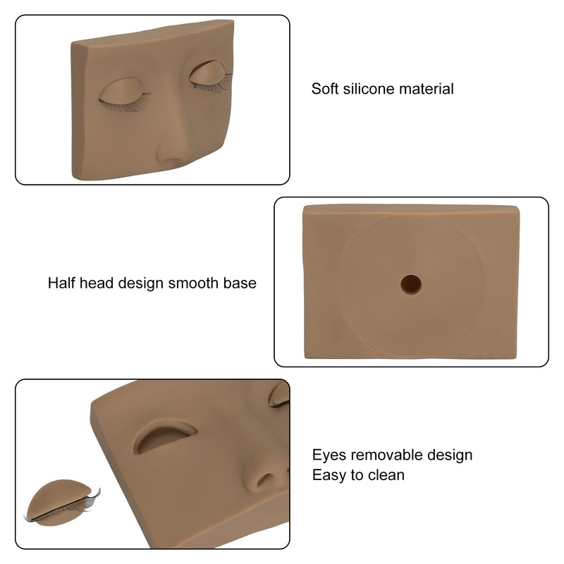 Eyelash Practice Mannequin Face Silicone Lash Mannequin Head with Double