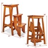 DORTALA 3 Tier Folding Step Stool, Rubber Wood Multifunctional Ladder