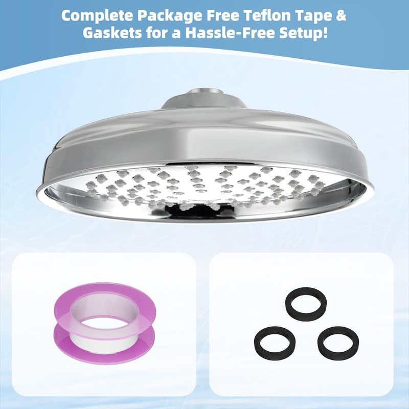 Hibbent 9 Inch Traditional Fixed Large Shower Head Chrome, Solid