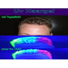 '"Invisible UV active Glow in the Dark Hair Gel Set/Blue/Green/Red