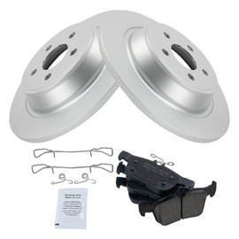 TRQ Rear Brake Pad & Rotor Kit Brake Pads Brake Rotor Ceramic Premium G-Coated Compatible with 2015-2021 Ford Edge 2017-2019 Fusion 2017-2020 Lincoln Continental 2016-2018 MKX MKZ 2019-2020 Nautilus