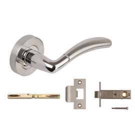 chromaline 3585-PRV Excel Architectural Titon Lever On Round Rose & Push Button Privacy Latch, Satin/Polished Chrome