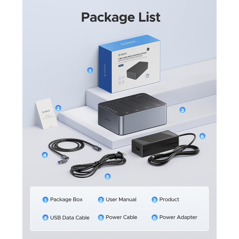 ORICO Aluminum 4 Bay Hard Drive Docking Station 1:3 Offline