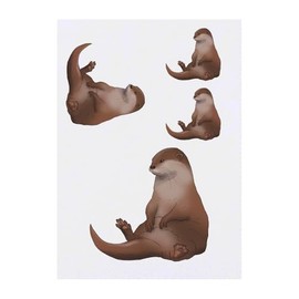 4 x 'Chubby Otter' Temporary Tattoos - Water Resistant, Skin-Safe, Non-Toxic Transfers, Mixed Sizes (TO00080720)