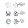 SILBERTALE 925 Sterling Silver 3mm Stud Earrings Opal Earrings Set