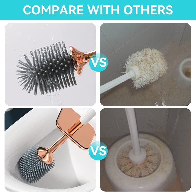 Aokala Toilet Brush and Holder, Elegant 2 Pack Silicone Toilet