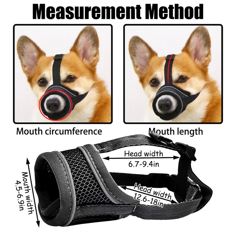 2 PCS Dog Muzzle Comfortable Breathable Mesh Muzzle with Adjustable