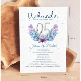Silberne Hochzeit Geschenk Urkunde zum 25. Hochzeitstag | personalisierte Karte DIN A4 | Geschenkidee Silberhochzeit 25 Jahre Jubiläum Glückwunschkarte (25. Hochzeitstag Silberne Hochzeit)