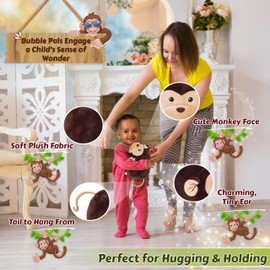 Kids Bubble Pals Stuffed Animals, Soft, Cuddly Animal Toys, Nursery Décor for Boys & Girls, Forest & Twelfth Awesome Gift for Imaginative Play (Monkey)