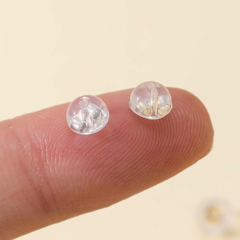 YAKRUNA 6 Pairs Sterling Silver Silicone Earring Backs for Studs,