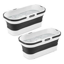 Superio Fold N' Go Mop Buckets with Wheels 2-Pack - Collapsible Cleaning Bucket, 10L, Portable Water Pail for Home, Car, and Outdoor Use