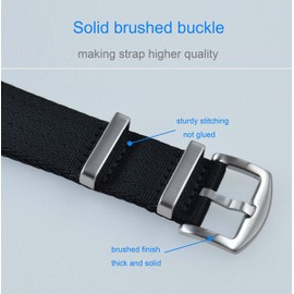 MZBUTIQ Black Watch Strap 20 mm Seat Belt Nylon Watch Bands One-piece 4 Ring Military Watch Bracelet
