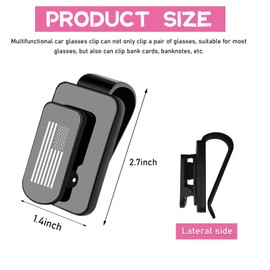 Ohleats Sunglasses Holder for Car Sun Visor, US Flag Metal Auto Eyeglass Hanger Clip, Multi-Function Ticket Card Clip Eyeglasses Mount, Truck Car Accessories for Men Women (Gray)