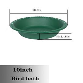 OVZILKI Bird Baths for Outdoors Heavy Duty, 10 inch BirdBath Bowl Only with Rust-Proof Black Chains, Hanging Bird Bath Hanging Bird-Feeder for Garden Backyard Decor (Green 1 Pack)