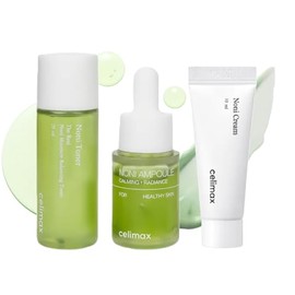 Celimax kit de inicio The Real Noni 3 piezas mini  Tónico Hidratante 20 ml, Ampolleta Calmante 10 ml y Crema Reparadora 10 ml  Cuidado facial vegano  