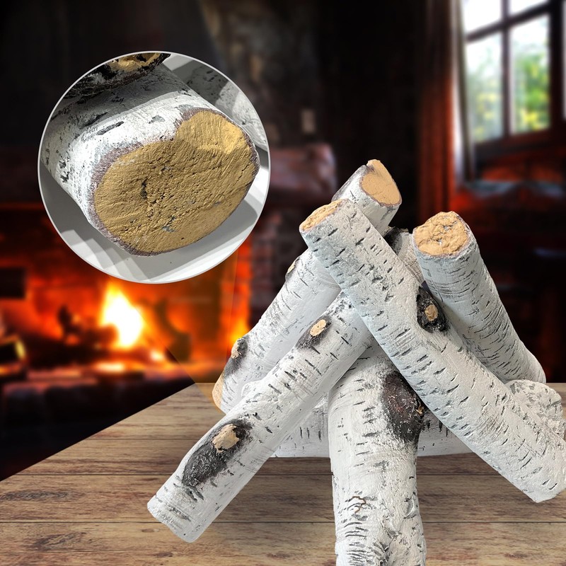 MrGas Log Gas Fireplace Logs, Ceramic Logs for Fireplace and
