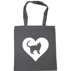 Hippowarehouse Heart Cats Tote Shopping Gym Beach Bag 42cm x38cm, 10 litres