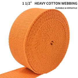1.5 inch Cotton Webbing Braid Handles Bag Strap 15ft High Density Webbing Plain Weave Straps for Cloth Tote Bag, Pet Collars, DIY Projects, Crafts, Outdoor Accessories (Orange 544)