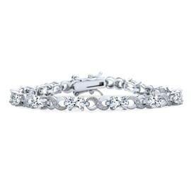 Bling Jewelry Infinity Tennis Bracelet Oval Cut White Clear CZ 8.89 CTW Rhodium Plated Brass 7 Inch