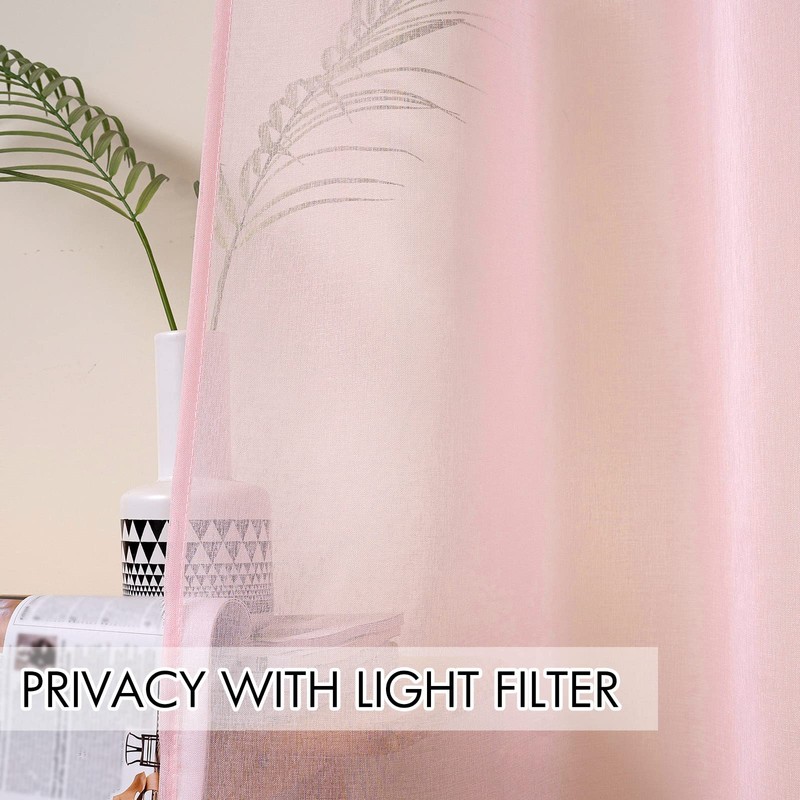 MIULEE 2 Panels Baby Pink Semi Sheer Window Curtains Elegant