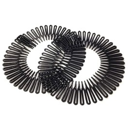 2 Pieces Black Stretch Comb, Full Circular Stretch Hair Comb, Plastic Headband, Hair Band Holder, Hairstyle Accessories for Long and Short Hair, Headband and Headbands, Hair Accessories