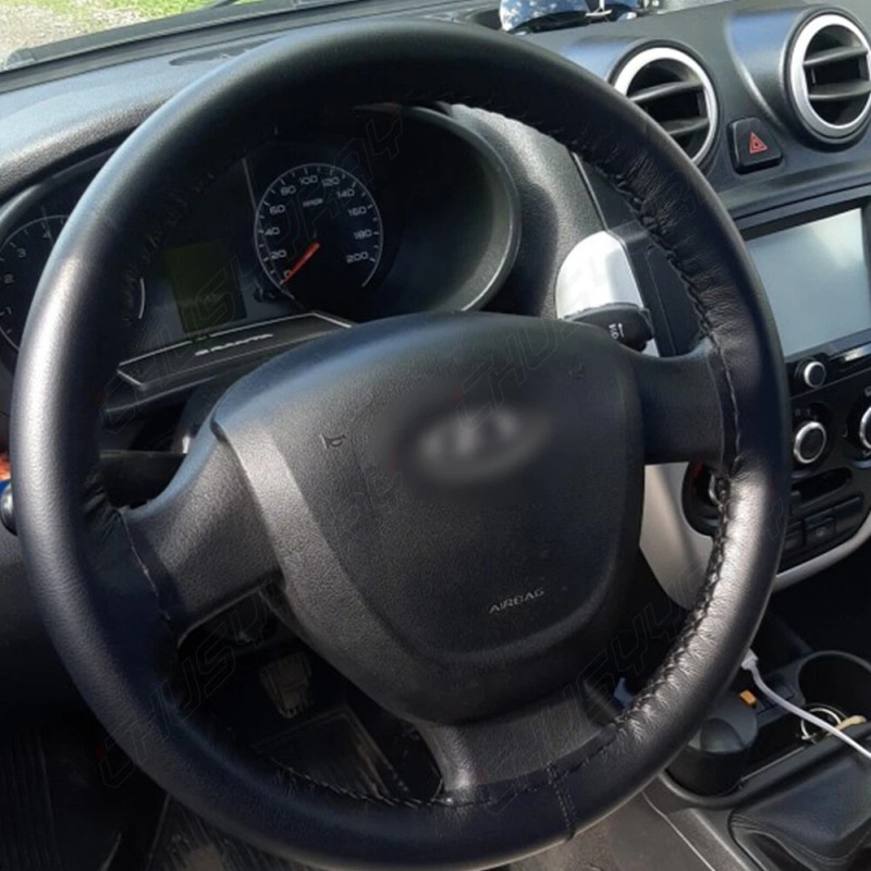 CHUSYYRAY 15" inch Steering Wheel Cover Genuine Leather for Ford